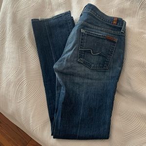7 For All Mankind Women’s Straight Leg Jeans in Dark Blue Wash